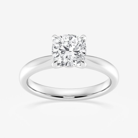 1 1/2 ctw Cushion Lab Grown Diamond Petite Solitaire Engagement Ring - Picture 1 of 6